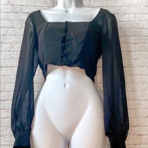 Divided (H&M) Black Cropped Long Sleeve (XS-S)